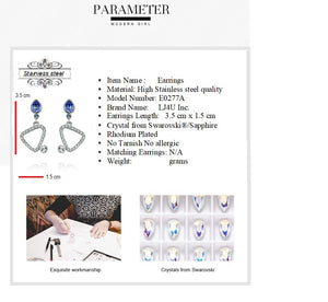Stainless Steel  Earrings Made with Crystal from SWAROVSKI®-Sapphire