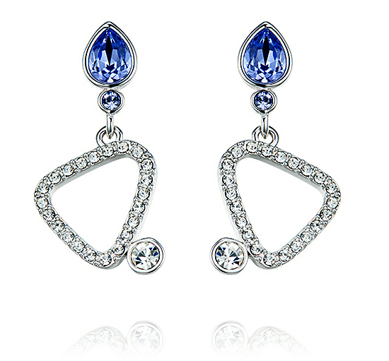 Stainless Steel  Earrings Made with Crystal from SWAROVSKI®-Sapphire