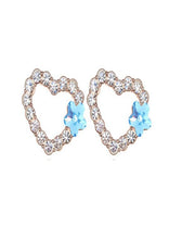 Load image into Gallery viewer, Stainless Steel Heart Earrings Made with Crystal from SWAROVSKI®-Blue Topaz

