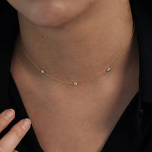 Load image into Gallery viewer, 925 Sterling Silver Three Stones Bezel setting Necklace
