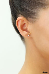 10K WHITE GOLD CLASSIC BALL STUD EARRINGS, ALL SIZES-3mm