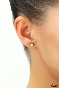 10K WHITE GOLD CLASSIC BALL STUD EARRINGS, ALL SIZES-5mm