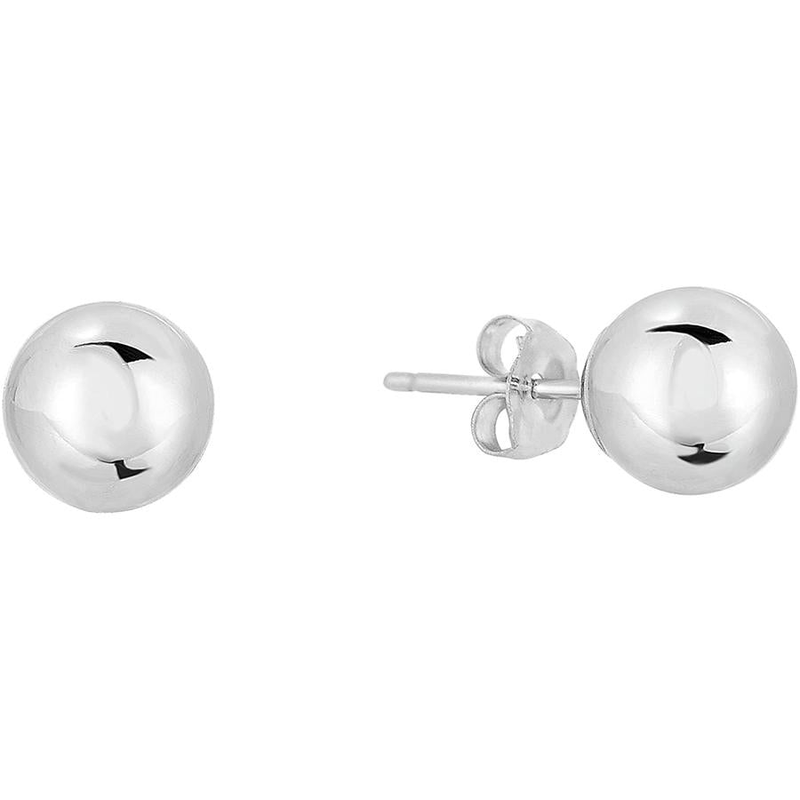 10K WHITE GOLD CLASSIC BALL STUD EARRINGS, ALL SIZES-5mm