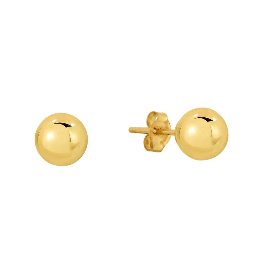 10K YELLOW GOLD CLASSIC BALL STUD EARRINGS, ALL SIZES-5mm