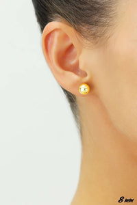 10K YELLOW GOLD CLASSIC BALL STUD EARRINGS, ALL SIZES-8mm
