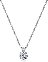 Load image into Gallery viewer, 10K SOLID WHITE GOLD CLASSIC ROUND CUBIC ZIRCONIA SOLITAIRE PENDANT-6.5mm-1.00CT
