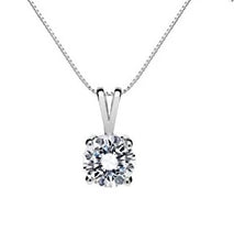 Load image into Gallery viewer, 10K SOLID WHITE GOLD CLASSIC ROUND CUBIC ZIRCONIA SOLITAIRE PENDANT-8.0mm-2.00CT
