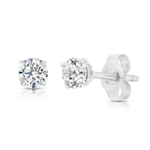 Charger l&#39;image dans la galerie, 10K SOLID WHITE GOLD CLASSIC ROUND Cubic Zirconium Stud EARRINGS-5mm-1.00ctw.
