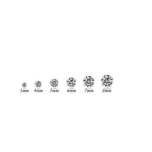 Charger l&#39;image dans la galerie, 10K SOLID WHITE GOLD CLASSIC ROUND Cubic Zirconium Stud EARRINGS-3mm-0.20ctw.
