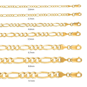 10K Yellow Gold Figaro Bracelet 4.6 mm
