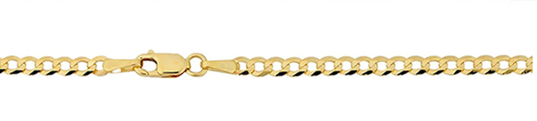 10K Gold 2.0mm Flat Curb Bracelet