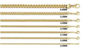 10K Yellow Gold Solid Franco Bracelet 2.2 mm