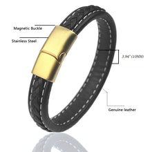 Load image into Gallery viewer, Fancy Stainless steel &amp; Genuine Leather Bracelet

