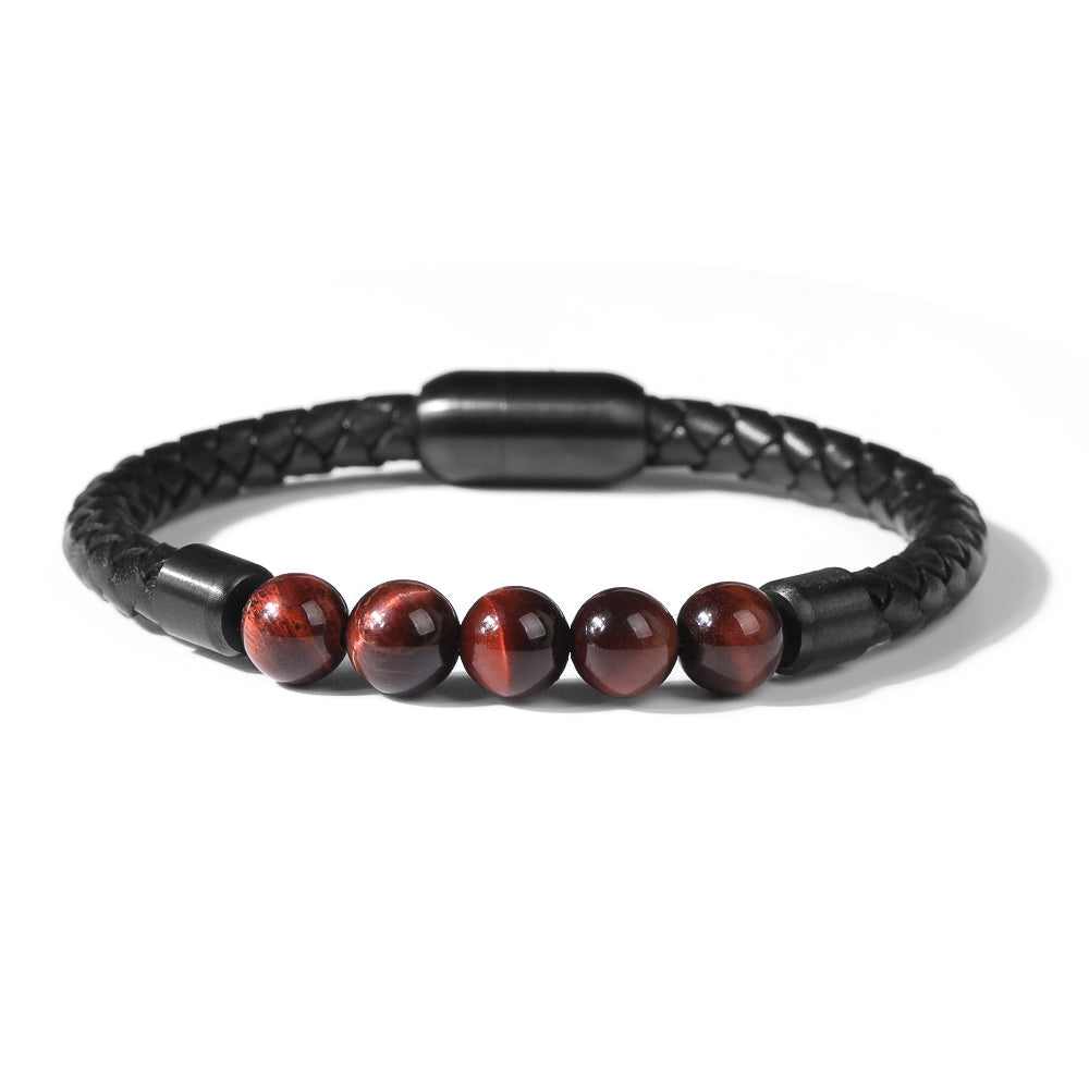 Fancy Stainless steel & Genuine Leather Bracelet