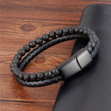 Charger l&#39;image dans la galerie, Fancy Stainless steel &amp; Genuine Leather Bracelet
