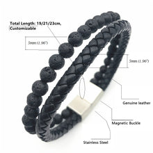 Charger l&#39;image dans la galerie, Fancy Stainless steel &amp; Genuine Leather Bracelet
