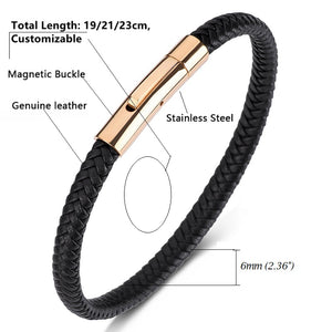 Fancy Stainless steel & Genuine Leather Bracelet