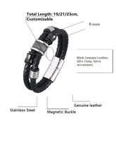 Charger l&#39;image dans la galerie, Fancy Stainless steel &amp; Genuine Leather Bracelet
