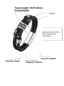 Fancy Stainless steel & Genuine Leather Bracelet