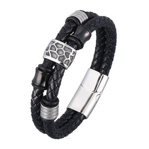 Fancy Stainless steel & Genuine Leather Bracelet