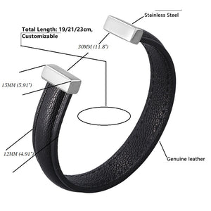 Fancy Stainless steel & Genuine Leather Bracelet
