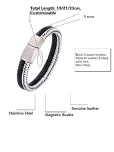 Load image into Gallery viewer, Fancy Stainless steel &amp; Genuine Leather Bracelet
