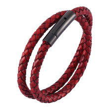 Load image into Gallery viewer, Fancy Stainless steel &amp; Genuine Leather Bracelet
