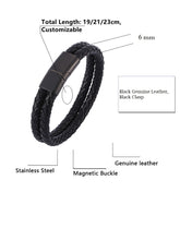 Load image into Gallery viewer, Fancy Stainless steel &amp; Genuine Leather Bracelet
