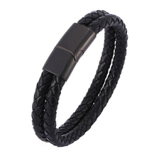 Load image into Gallery viewer, Fancy Stainless steel &amp; Genuine Leather Bracelet
