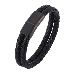 Fancy Stainless steel & Genuine Leather Bracelet