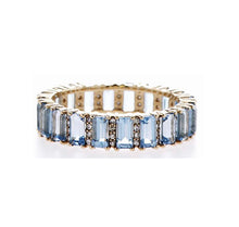 Load image into Gallery viewer, BLUE TOPAZ EMERALD CUT ETERNITY RING 14K Gold
