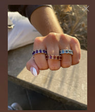 Load image into Gallery viewer, BLUE TOPAZ EMERALD CUT ETERNITY RING 14K Gold

