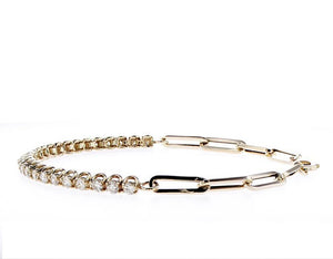 Diamond Tennis Bracelet HALF AND HALF DIAMOND 14K (1.50 Ctw)