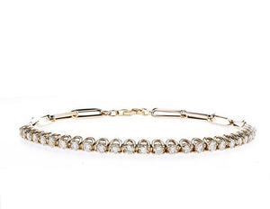 Diamond Tennis Bracelet HALF AND HALF DIAMOND 14K (1.50 Ctw)