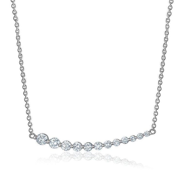 SINGLE PRONG CURVED BAR DIAMOND NECKLACE (0.60CTW) 14K Gold
