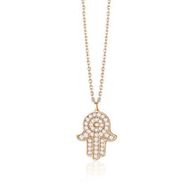 Charger l&#39;image dans la galerie, LARGE HAMSA DIAMOND NECKLACE (0.47CTW) 14K Gold
