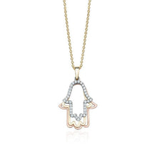 Charger l&#39;image dans la galerie, THREE COLOR HAMSA WITH DIAMONDS (0.23CTW) 14K Gold
