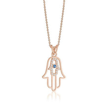 Charger l&#39;image dans la galerie, HAMSA NECKLACE (0.10CTW) 14K Gold
