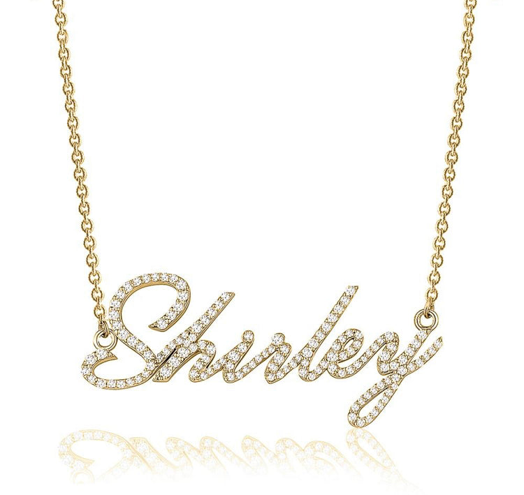 Personalized CUSTOM NAME DIAMOND NECKLACE  in 10K or 14K Gold (0.80ctw)