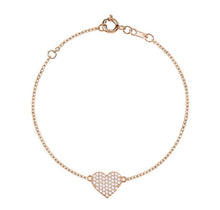 Charger l&#39;image dans la galerie, MY SINGLE HEART PAVE BRACELET (0.30 CTW) 14K Gold
