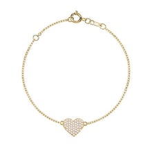 Charger l&#39;image dans la galerie, MY SINGLE HEART PAVE BRACELET (0.30 CTW) 14K Gold

