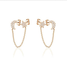Charger l&#39;image dans la galerie, MOON STAR CHAIN  DIAMOND EARRINGS(0.25CTW) 14K Gold
