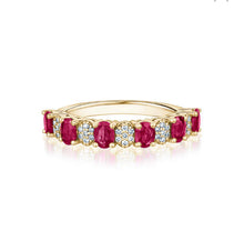 Load image into Gallery viewer, SIX RUBY AND PAVÉ DIAMOND RING (1.14ctw) 14K Gold
