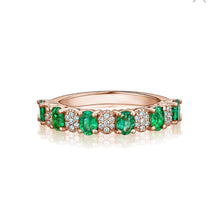 Load image into Gallery viewer, SIX EMERALD AND PAVÉ DIAMOND RING (0.94ctw) 14K Gold
