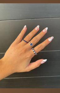 SIX SAPPHIRE AND PAVÉ DIAMOND RING (1.34ctw) 14K Gold