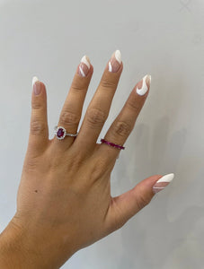 OVAL CUT RED RUBY HALO RING