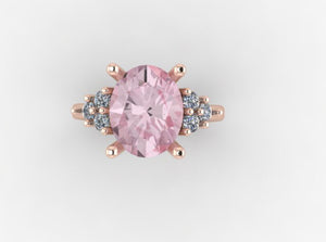 Solitaire Oval Morganite Ring with Diamonds (0.18ctw.)