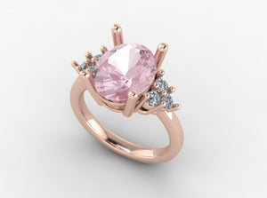Solitaire Oval Morganite Ring with Diamonds (0.18ctw.)