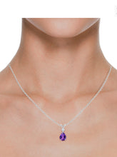 Charger l&#39;image dans la galerie, Amethyst Pear shaped Pendant And  Diamond (0.15ctw.)
