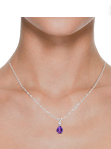 Amethyst Pear shaped Pendant And  Diamond (0.15ctw.)